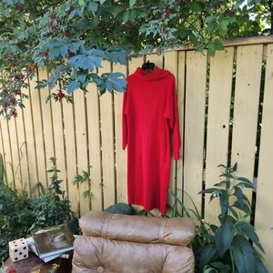 Vintage 90s MAXI Dress Red Turtleneck Sweater Size Small